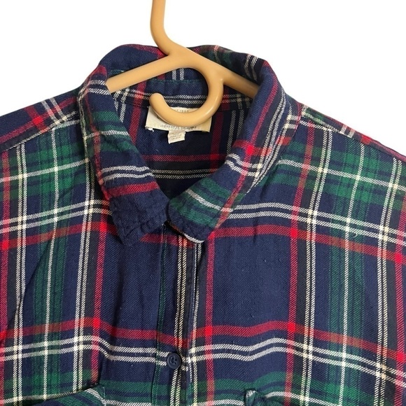 Lucky Brand Navy Blue Multicolor Plaid Button Up Flannel Shirt Size Large - Picture 4 of 7